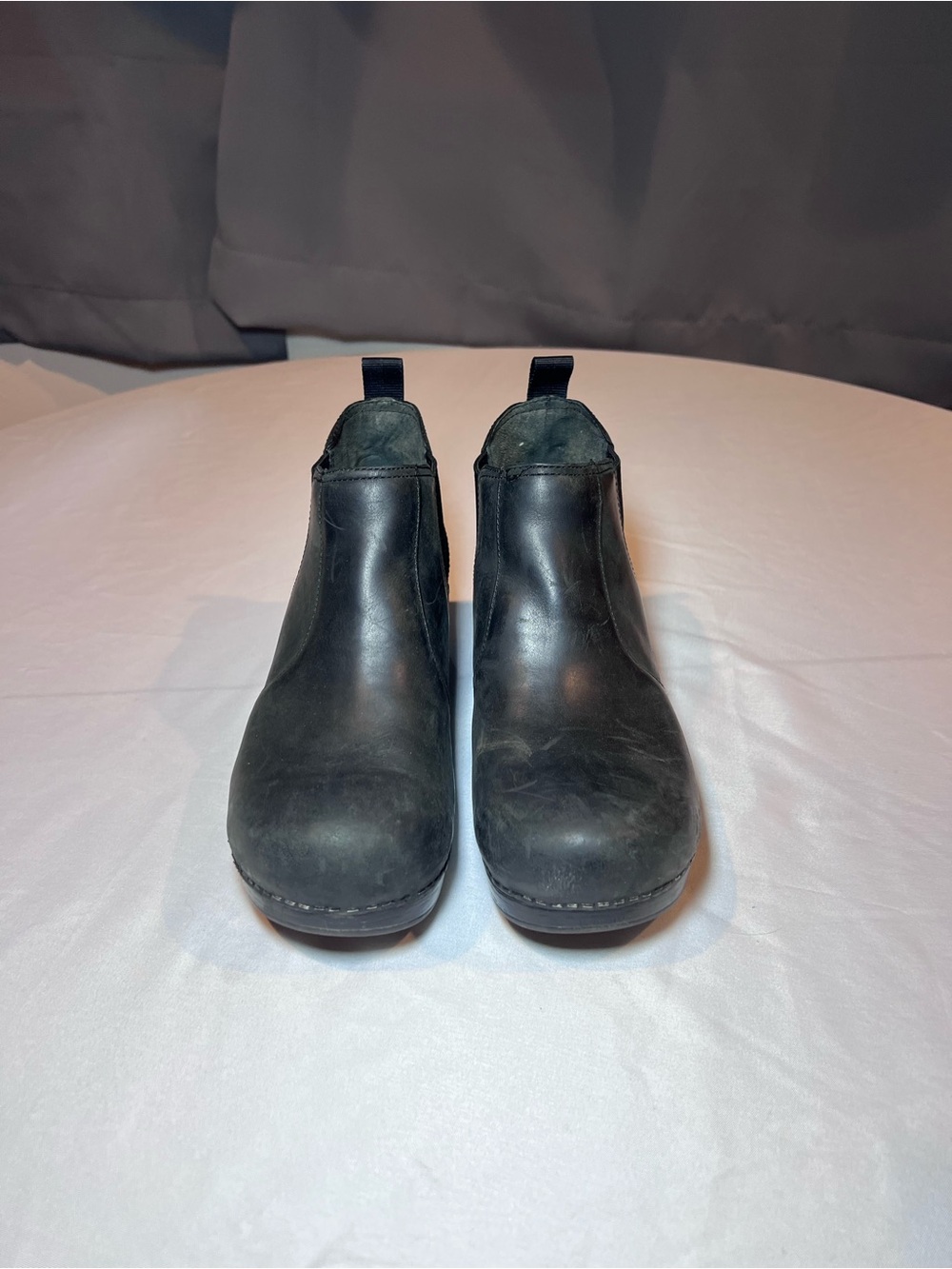 Dansko Womens Black Leather Slip-On Clog Boots 9